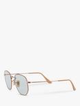 Ray-Ban RB3548N Hexgonal Sunglasses, Copper/Grey Blue