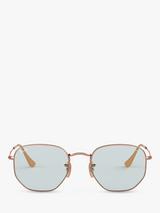 Ray-Ban RB3548N Hexgonal Sunglasses, Copper/Grey Blue