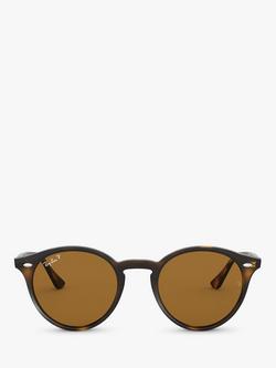 Ray-Ban RB2180 Men's Round Framed Sunglasses, Shiny Dark Havana - view 2, Shiny Dark Havana
