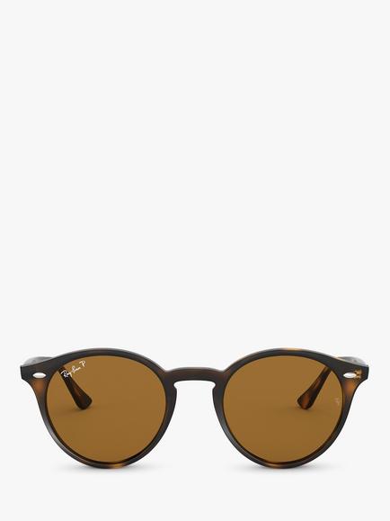 Ray-Ban RB2180 Men's Round Framed Sunglasses, Shiny Dark Havana - view 2, Shiny Dark Havana