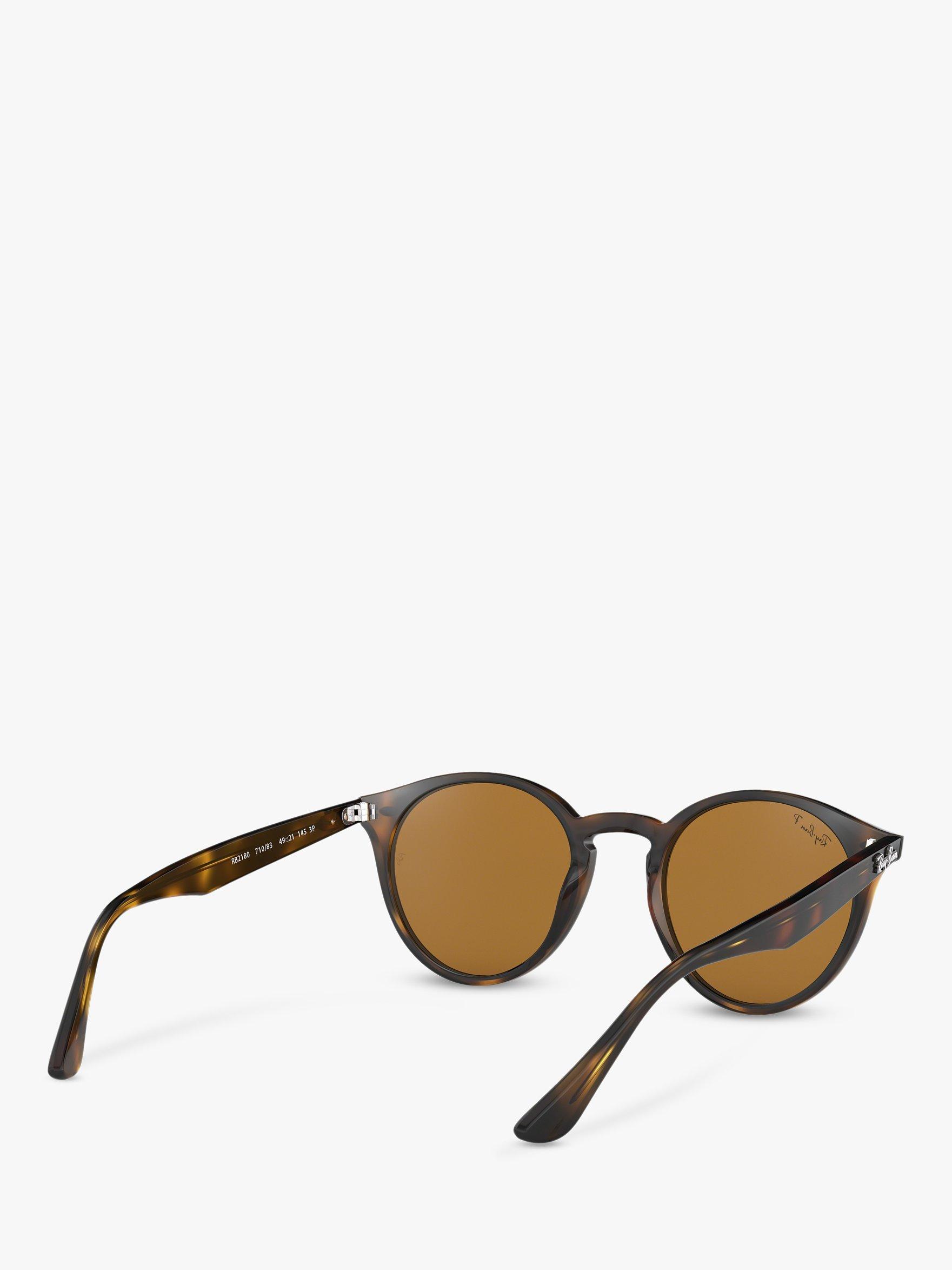 Product image 8 of 11, which shows Ray-Ban RB2180 Men's Round Framed Sunglasses, Shiny Dark Havana