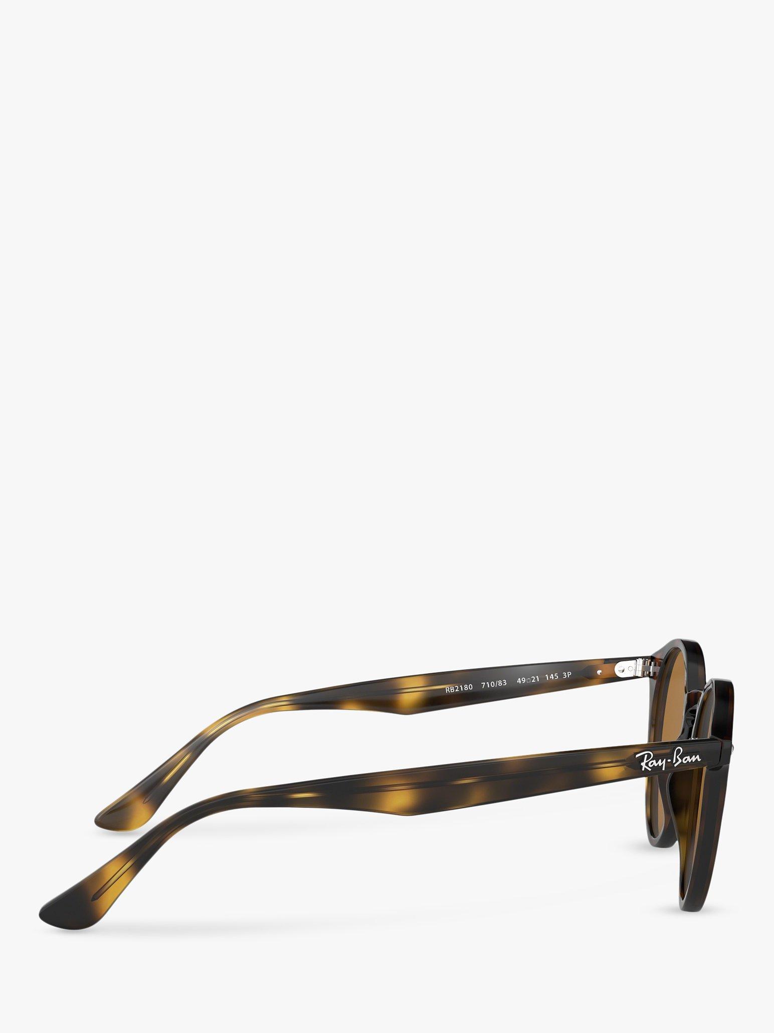 Product image 10 of 11, which shows Ray-Ban RB2180 Men's Round Framed Sunglasses, Shiny Dark Havana