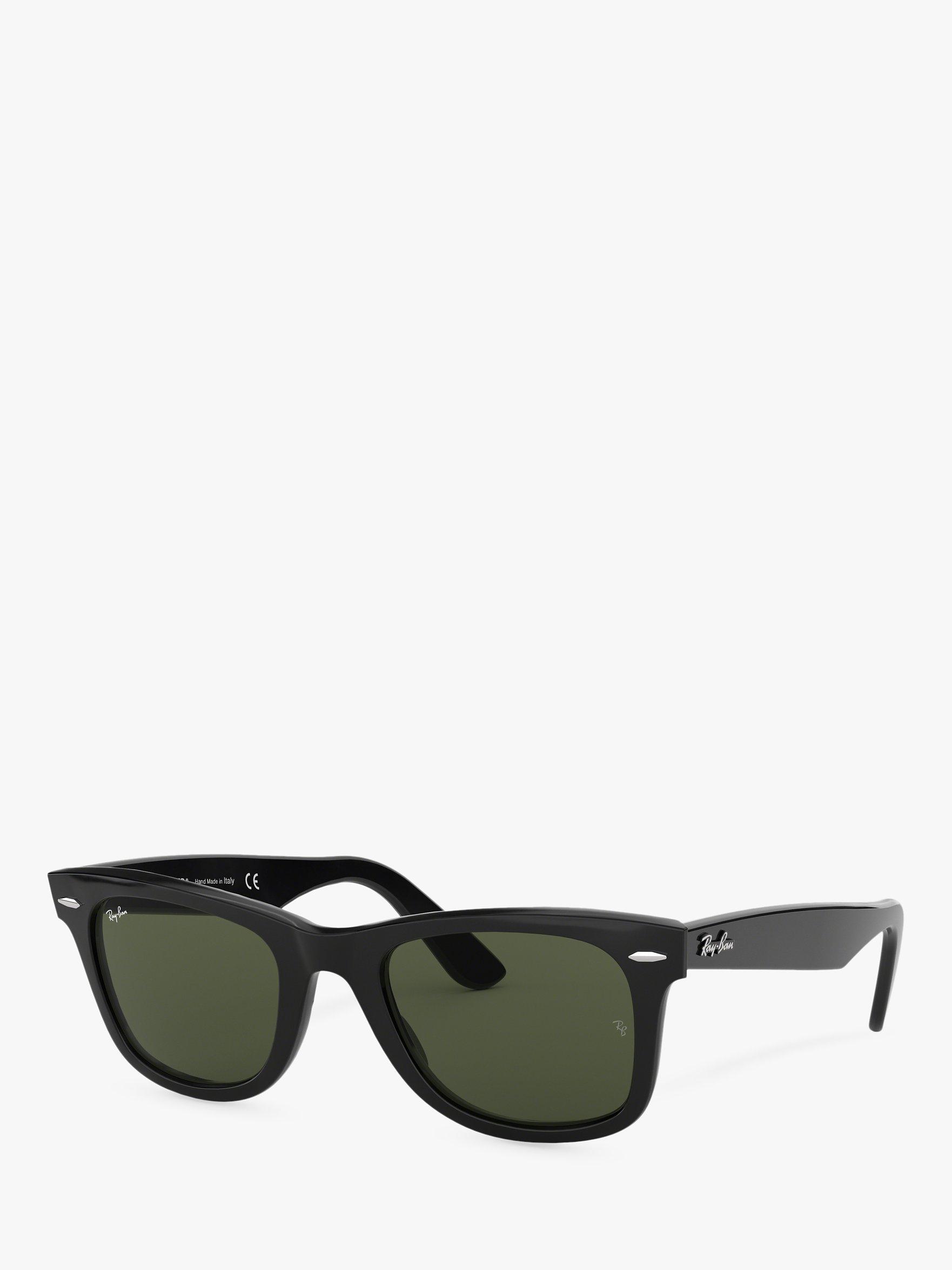 Product image 1 of 11, which shows Ray-Ban RB2140 Unisex New Wayfarer Sunglasses, Black/Green