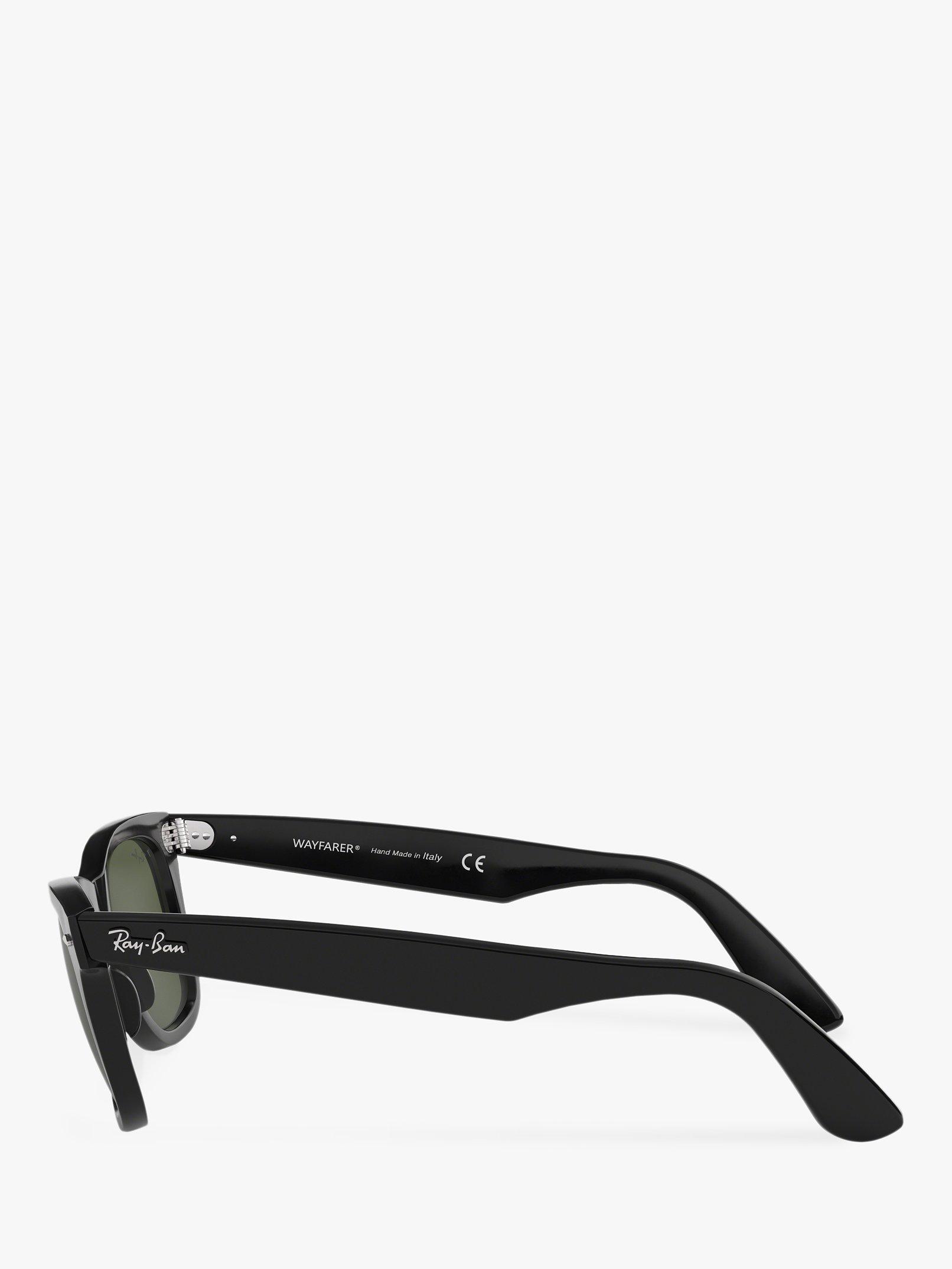 Product image 4 of 11, which shows Ray-Ban RB2140 Unisex New Wayfarer Sunglasses, Black/Green