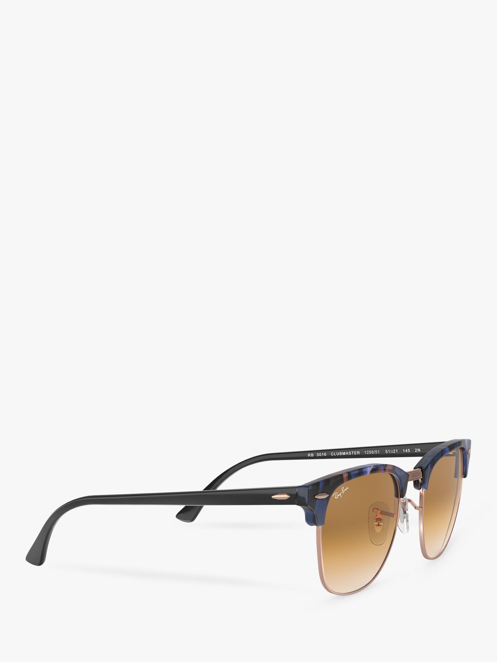 Product image 11 of 11, which shows Ray-Ban RB3016 Men's Classic Clubmaster Sunglasses, Spotted Blue/Brown Gradient