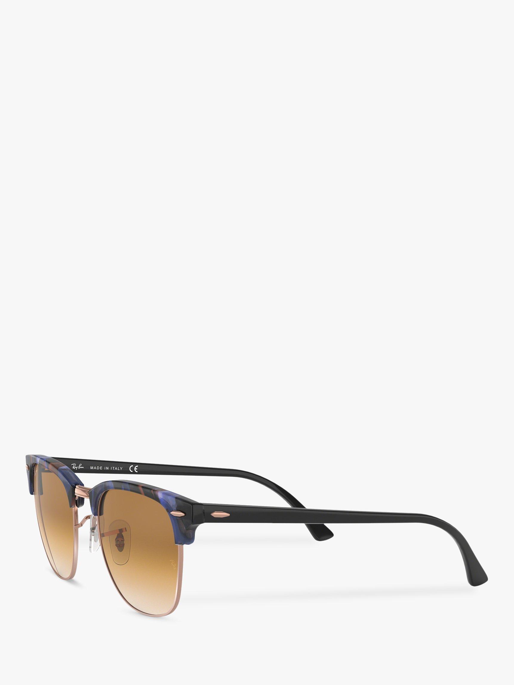 Product image 2 of 11, which shows Ray-Ban RB3016 Men's Classic Clubmaster Sunglasses, Spotted Blue/Brown Gradient