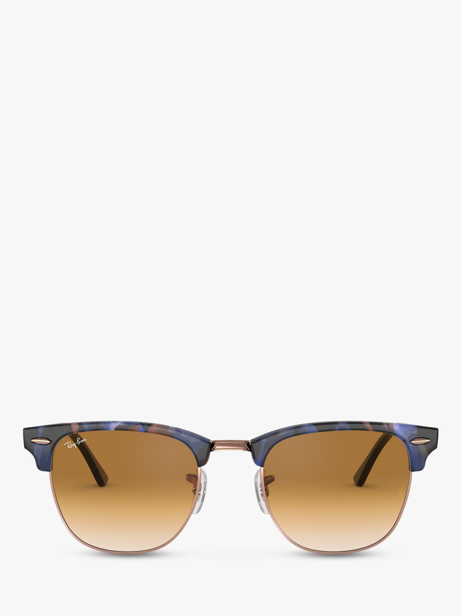 Product image 3 of 11, which shows Ray-Ban RB3016 Men's Classic Clubmaster Sunglasses, Spotted Blue/Brown Gradient