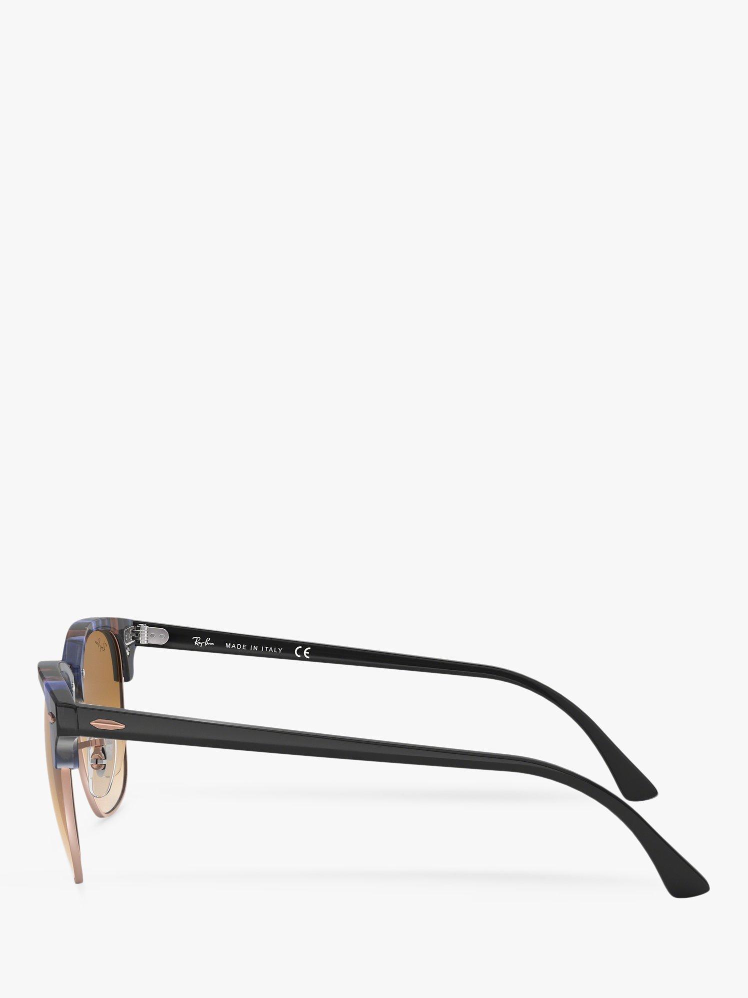 Product image 4 of 11, which shows Ray-Ban RB3016 Men's Classic Clubmaster Sunglasses, Spotted Blue/Brown Gradient