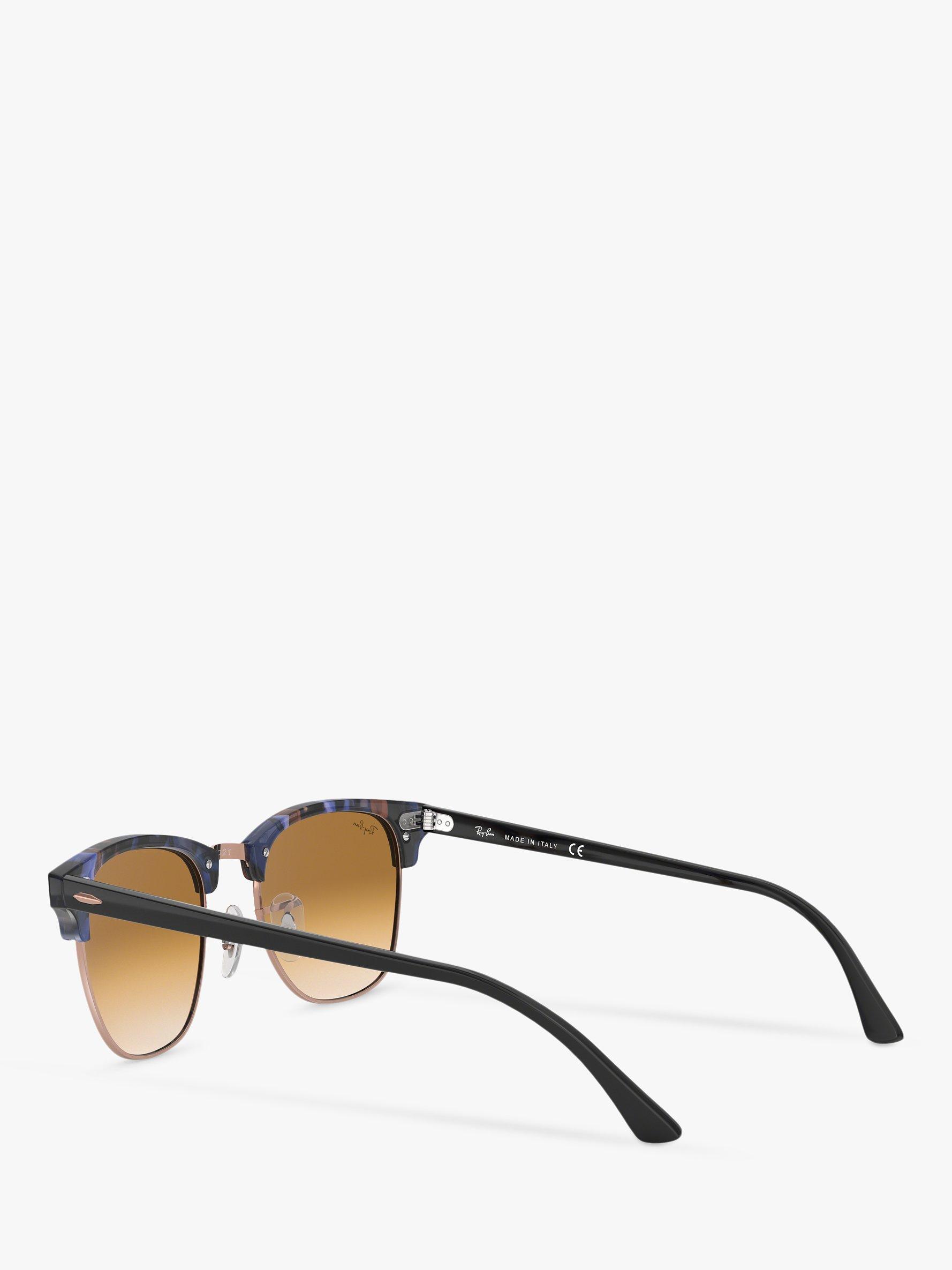 Product image 5 of 11, which shows Ray-Ban RB3016 Men's Classic Clubmaster Sunglasses, Spotted Blue/Brown Gradient