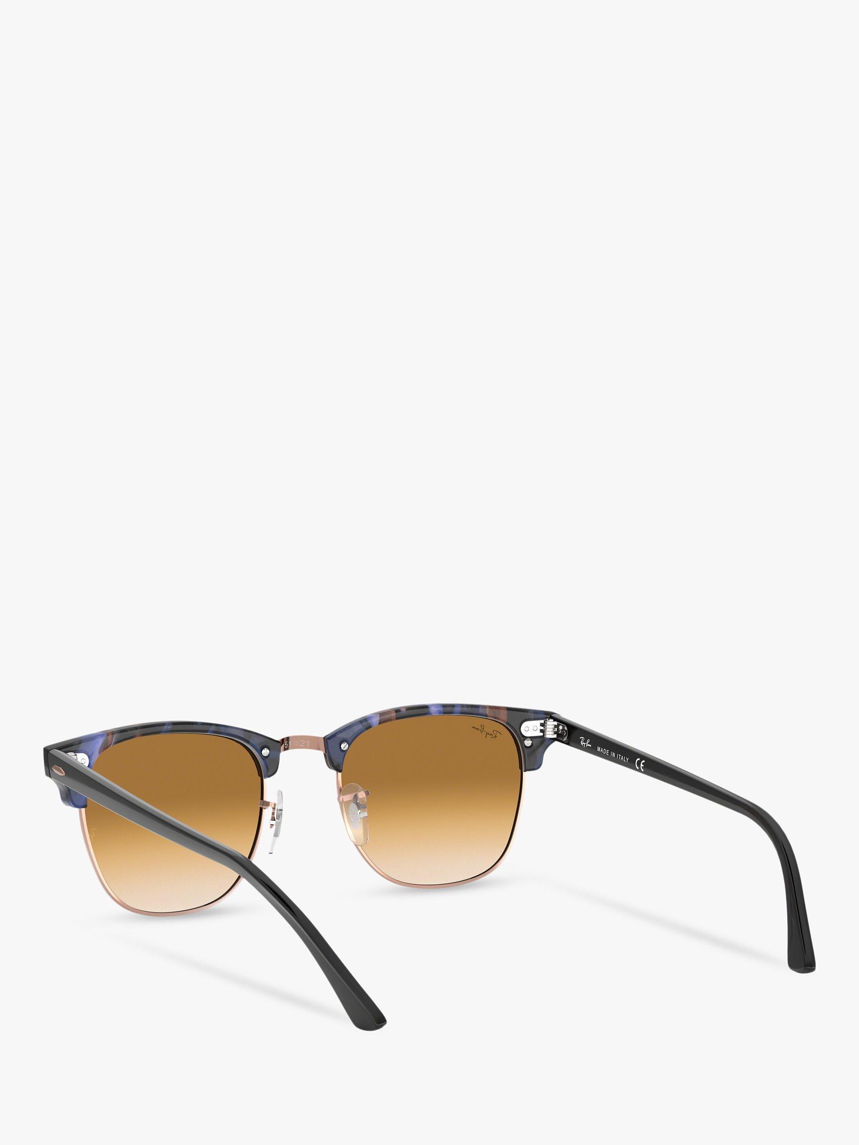Product image 6 of 11, which shows Ray-Ban RB3016 Men's Classic Clubmaster Sunglasses, Spotted Blue/Brown Gradient