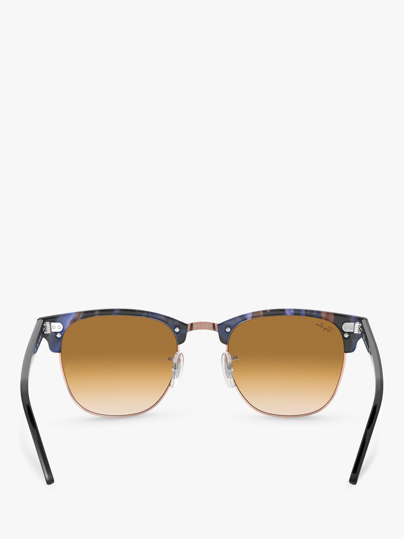 Product image 7 of 11, which shows Ray-Ban RB3016 Men's Classic Clubmaster Sunglasses, Spotted Blue/Brown Gradient