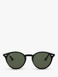 Ray-Ban RB2180 Men's Round Framed Sunglasses, Black/Grey Gradient