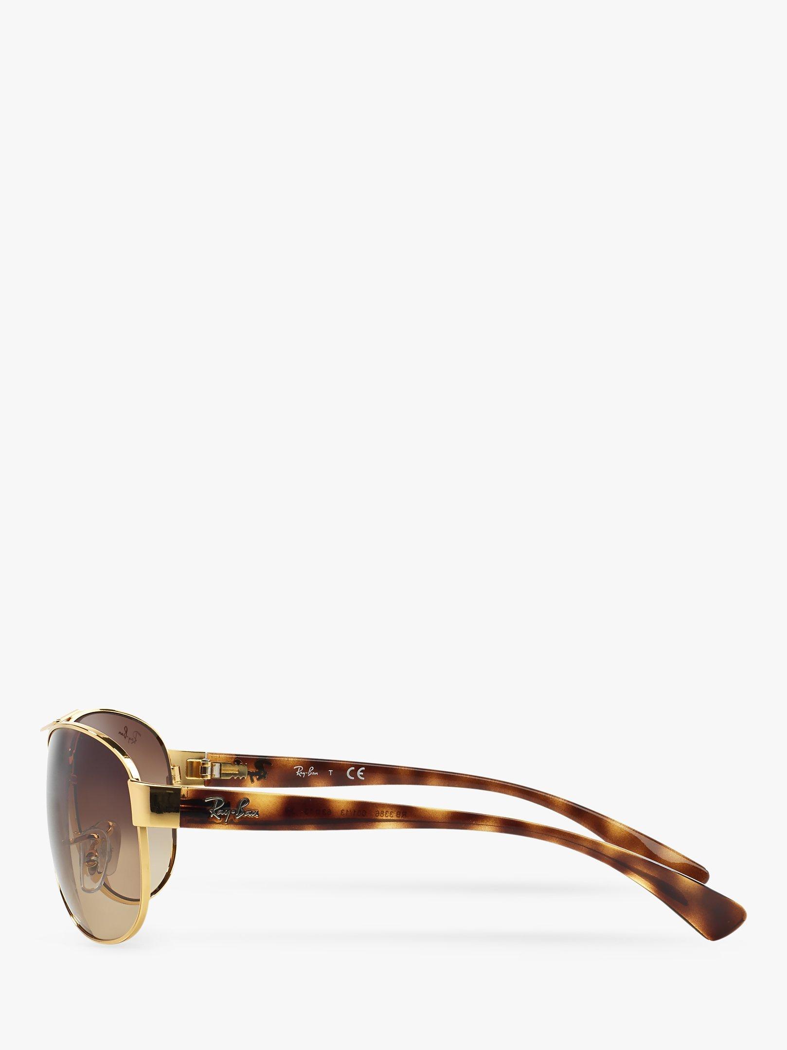 Product image 4 of 11, which shows Ray-Ban RB3386 Men's Aviator Sunglasses, Arista Gold/Brown Gradient