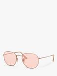 Ray-Ban RB3548N Hexgonal Sunglasses, Copper/Pink