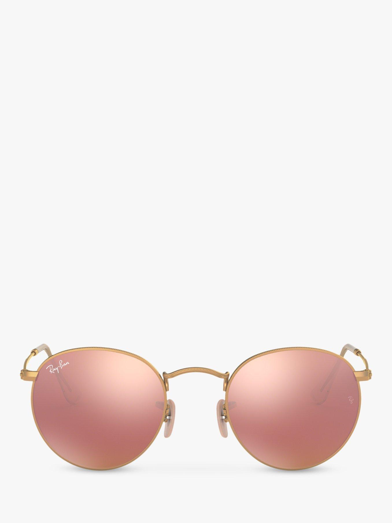 Ray Ban RB3447 Men s Round Flash Sunglasses Gold Mirror Pink