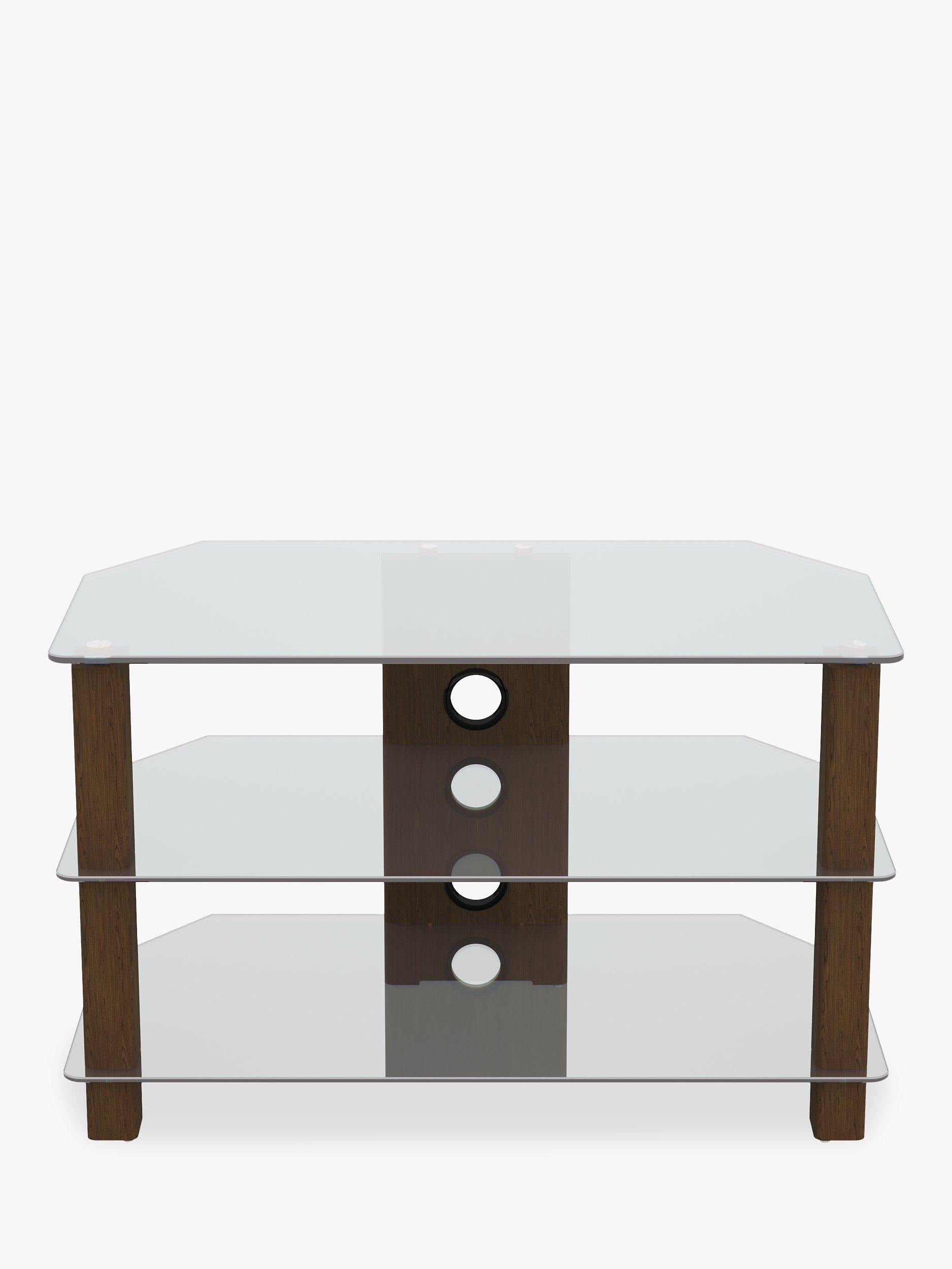 John Lewis & Partners WG800 TV Stand for TVs up to 40", Walnut/Clear Glass