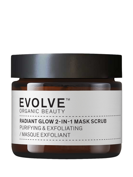 Evolve Organic Beauty Radiant Glow 2-in-1 Mask Scrub, 60ml, 