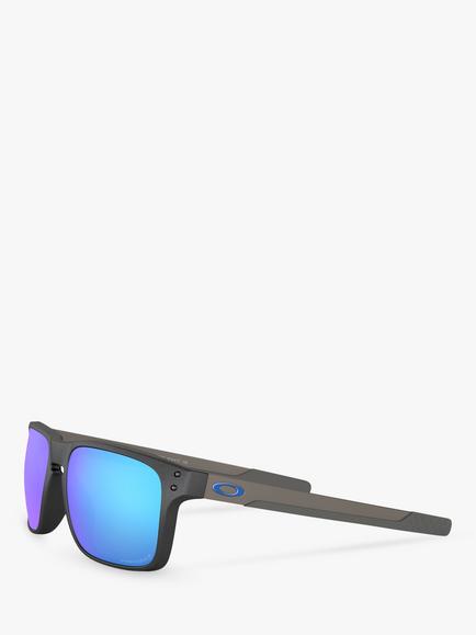 Oakley OO9384 Men's Holbrook Prizm Polarised Rectangular Sunglasses - view 2, Grey/Mirror Blue