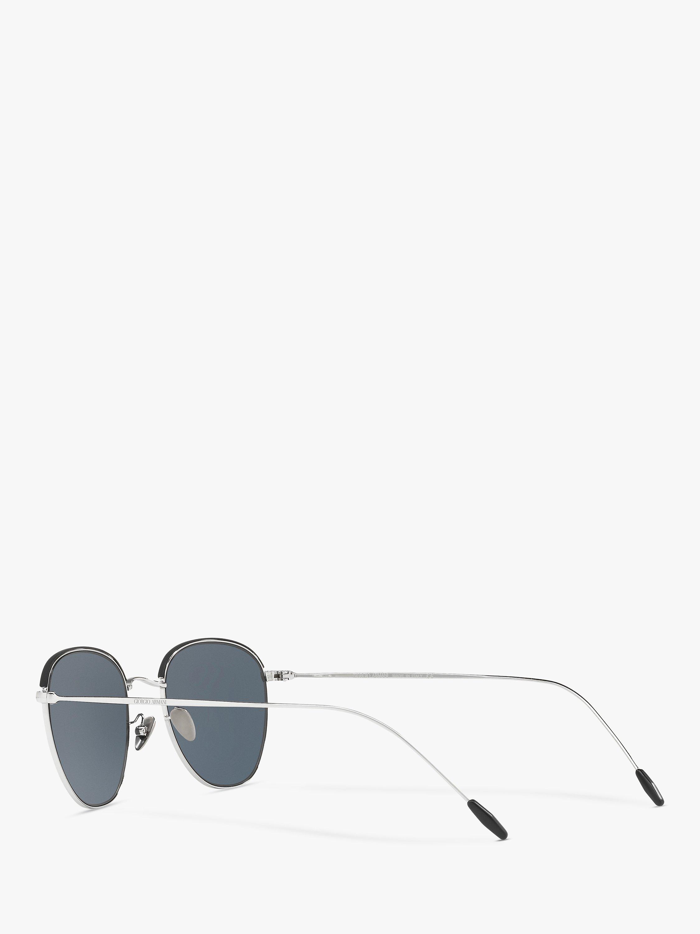 Product image 5 of 11, which shows Giorgio Armani AR6048 Men's Oval Sunglasses, Silver/Matte Black