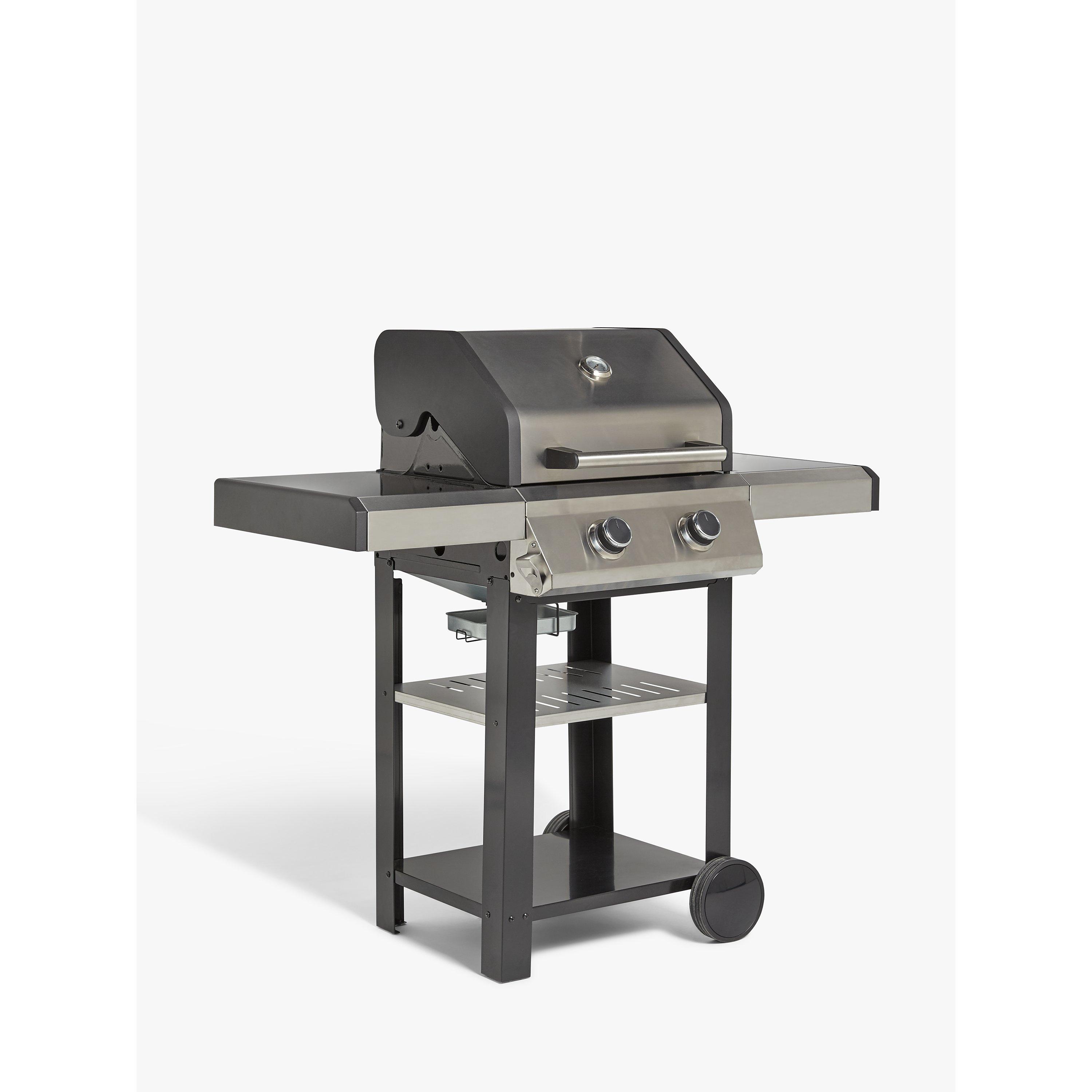 John Lewis 2-Burner Gas BBQ, Silver/Black
