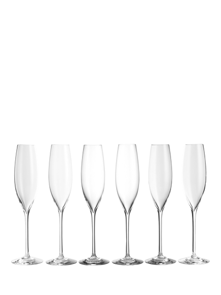 Waterford Crystal Elegance Champagne Celebration Crystal Glasses, 242ml, Set of 6, Clear, Clear