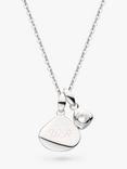 Kit Heath Personalised Sterling Silver Pebble and Tag Birthstone Pendant Necklace, Rock Crystal/April