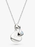 Kit Heath Personalised Sterling Silver Pebble and Tag Birthstone Pendant Necklace, Blue Topaz/March