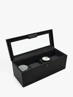 Stackers Glass 4 Watch Box, Black, Black
