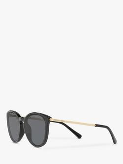 Michael Kors MK2080U Women's Chamonix Polarised Oval Sunglasses, Black/Grey - view 2, Black/Grey