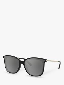 Michael Kors MK2079U Women's Zermatt Polarised Square Sunglasses, Silver/Black