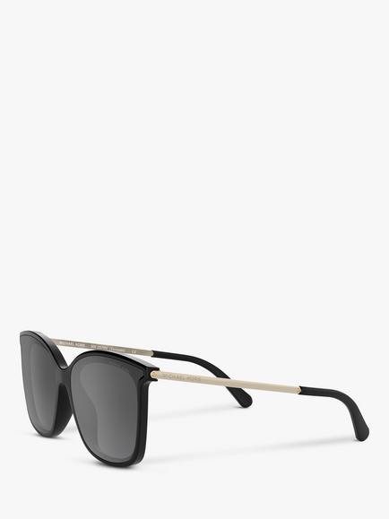 Michael Kors MK2079U Women's Zermatt Polarised Square Sunglasses - view 2, Silver/Black