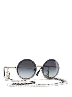 CHANEL Round Sunglasses CH4245, Pale Gold/Grey Gradient, Pale Gold/Grey Gradient