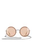 CHANEL Round Sunglasses CH4245 Silver/Brown