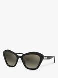 Miu Miu MU 05US Women's Cat's Eye Sunglasses, Black/Mirror Silver