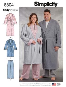 Simplicity Women's and Men's Robe Sewing Pattern, 8804, 