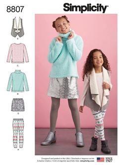 Simplicity Children's Cardigan and Leggings Sewing Pattern, 8807, 