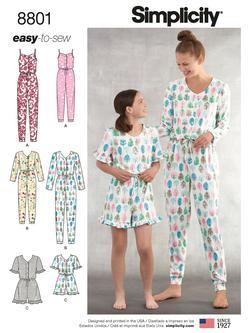 Simplicity Women's and Children's Onesie Sewing Pattern, 8801, 