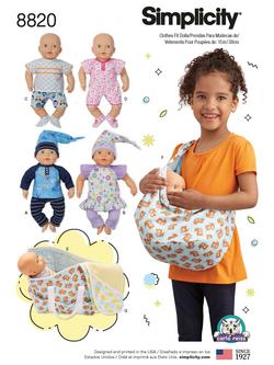 Simplicity Children's Doll's Clothes and Accessories Sewing Pattern, 8820, 