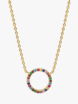 Estella Bartlett Rainbow Cubic Zirconia Circle Pendant Necklace, Multi, Gold/Multi