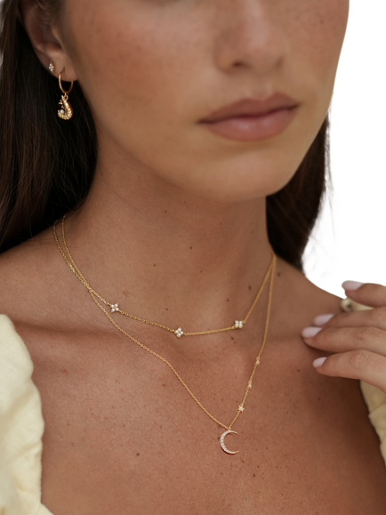 Estella Bartlett Statement Moon and Stars Pendant Necklace, Gold - view 2, Gold
