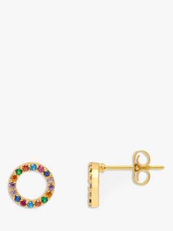 Estella Bartlett Rainbow Cubic Zirconia Circle Stud Earrings, Gold/Multi, Gold/Multi
