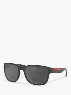 Prada PS 01US Men's Rectangular Sunglasses, Matte Grey/Black