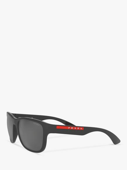 Prada PS 01US Men's Rectangular Sunglasses - view 2, Matte Grey/Black