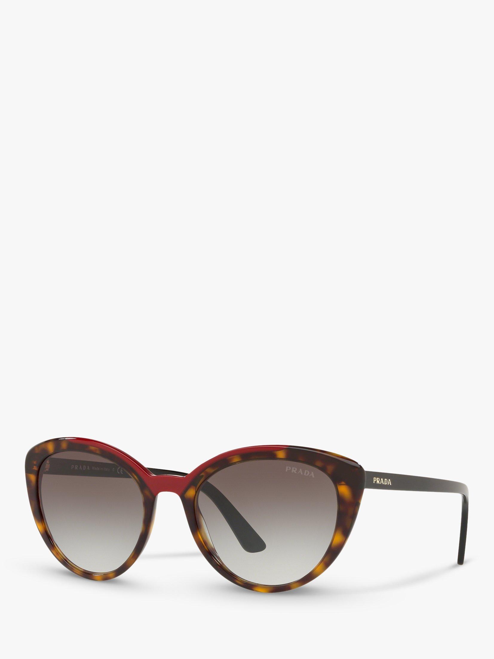 Prada PR 02VS Women's Cat's Eye Sunglasses, Red Havana/Grey Gradient