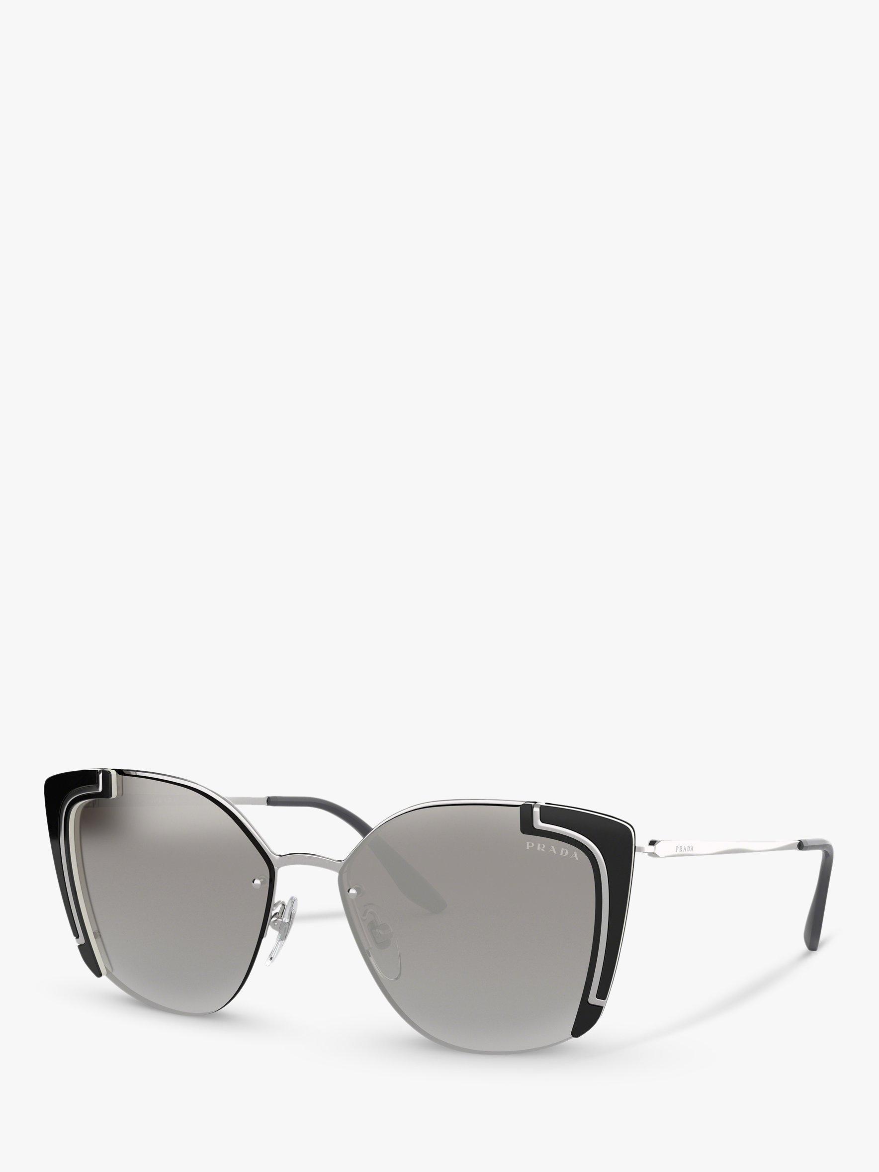 Prada PR 59VS Women's Square Sunglasses, Silver/Mirror Grey