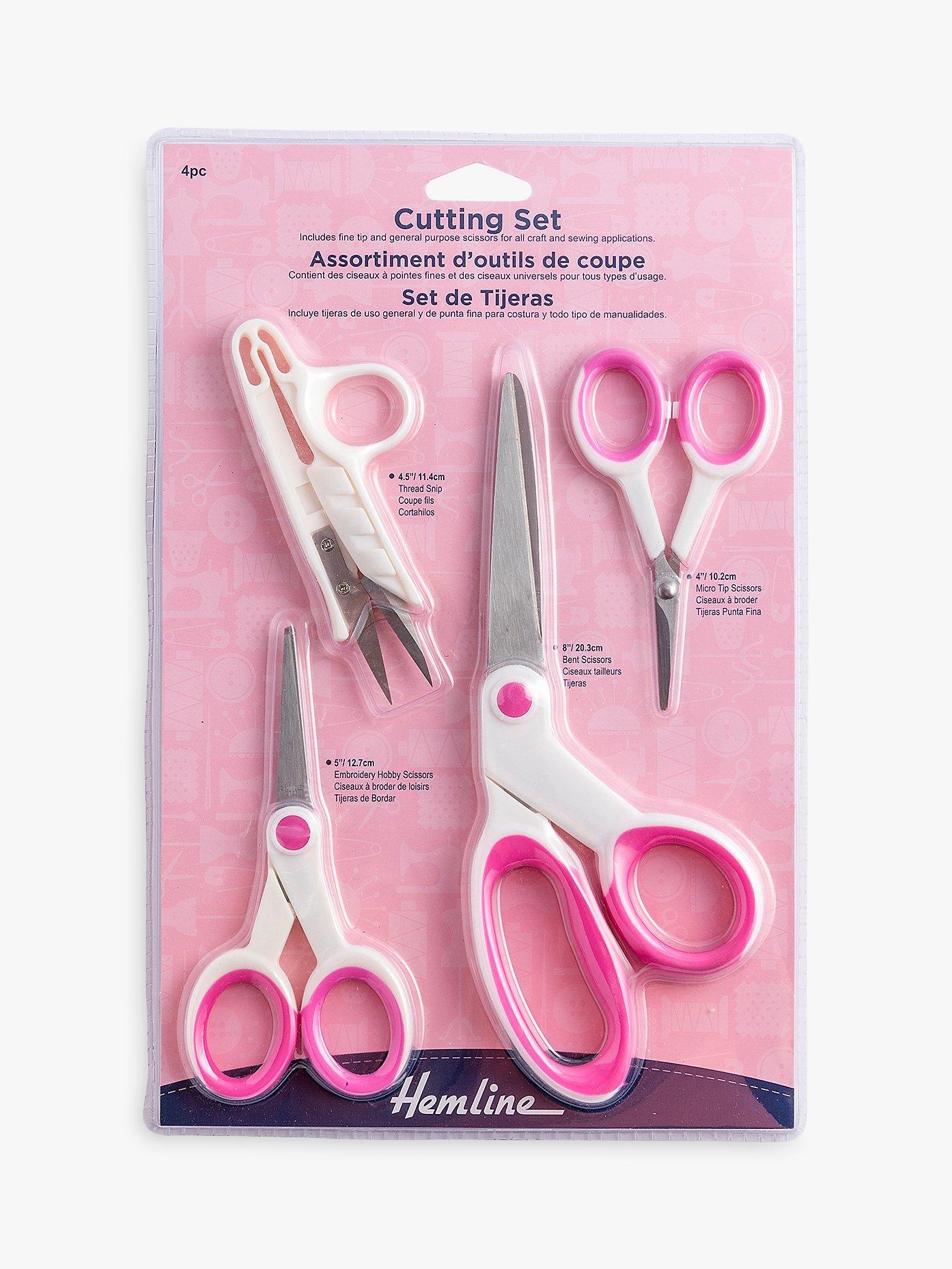 Hemline Dressmaking Scissors Set, Pack of 4, Pink