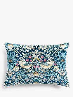 Morris & Co. Strawberry Thief Velvet Cushion, Teal