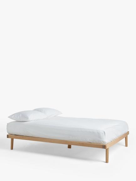 John Lewis Bow Platform Bed Frame, Double, Oak/Natural, Oak/Natural