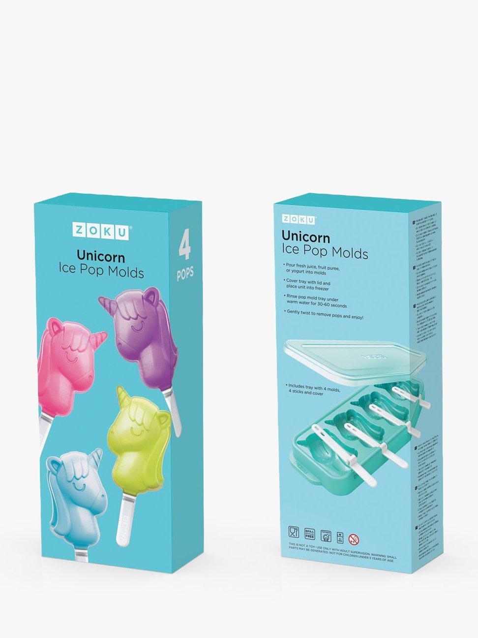 Zoku Unicorn 4 Ice Lolly Mould, Blue