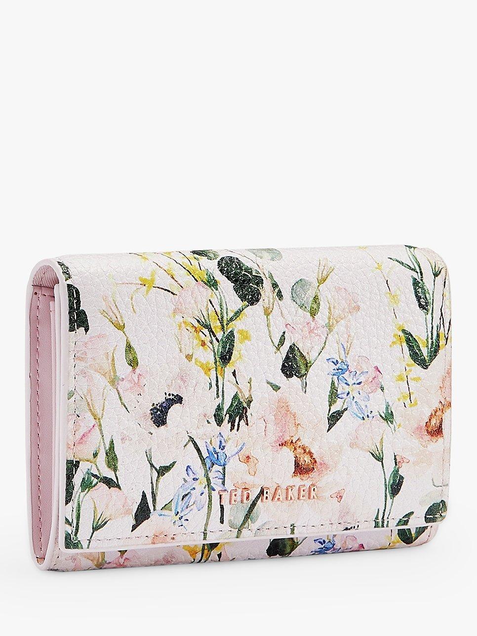 Ted Baker Esma Floral Print Leather Foldover Purse Pink Multi